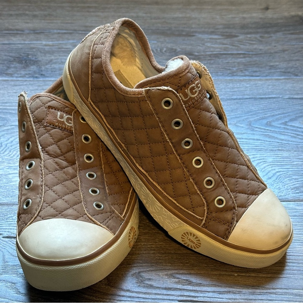 UGG Tan Quilted Slip-On Shoes Womens 6